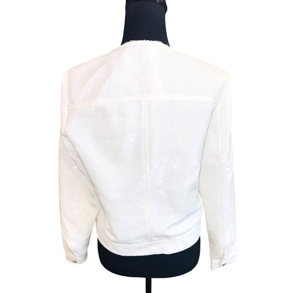 Dolce Cabo Beautiful White Sequin Denim Jacket Glam City Party Sexy Y2K Size S - Picture 3 of 10